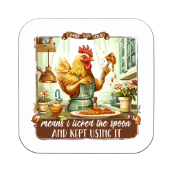 Funny Chicken Lick The Spoon Coaster