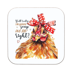 Funny Chicken With Bow Coaster