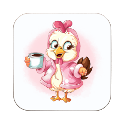 Funny Chicken In Pink Coat Coaster