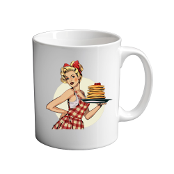 Pin girl holding  plate full pancakes  11oz Mug