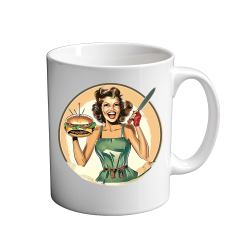 Pin up girl holding knife  11oz Mug