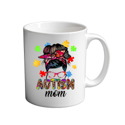 Autism Mom Messy Bun 11oz coffee  Mug