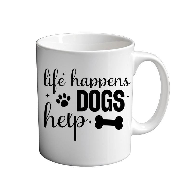 Life Happens Dogs Help 11oz coffee Mug Life Happens Dogs Help 11oz coffee Mug